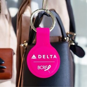 Delta AirTag Holder Keychain Loop Pink Breast Cancer Research Silicone Case New